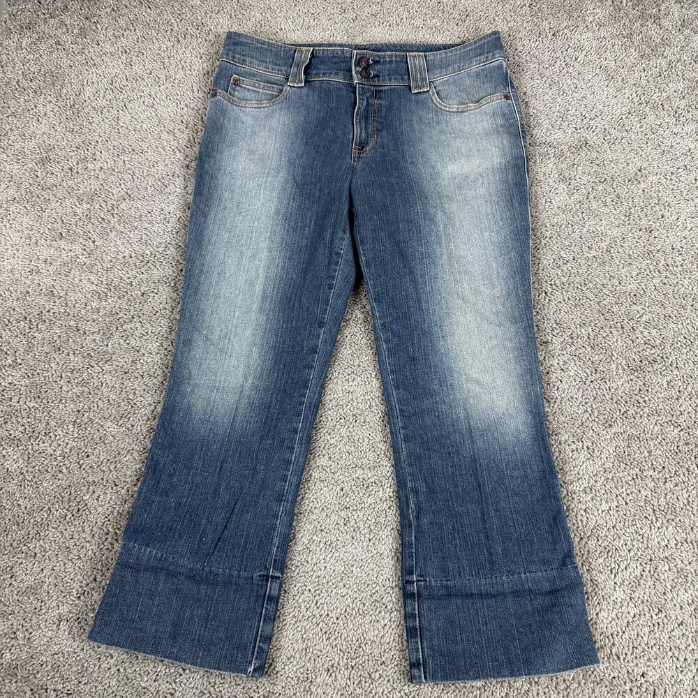 Gap Jeans Womens 10 Blue Bootcut Wide Cuffed Stretch Denim Medium Wash